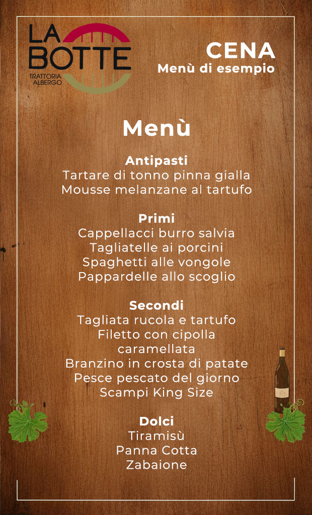 Menù Cena (esempio) Menù Cena (esempio)